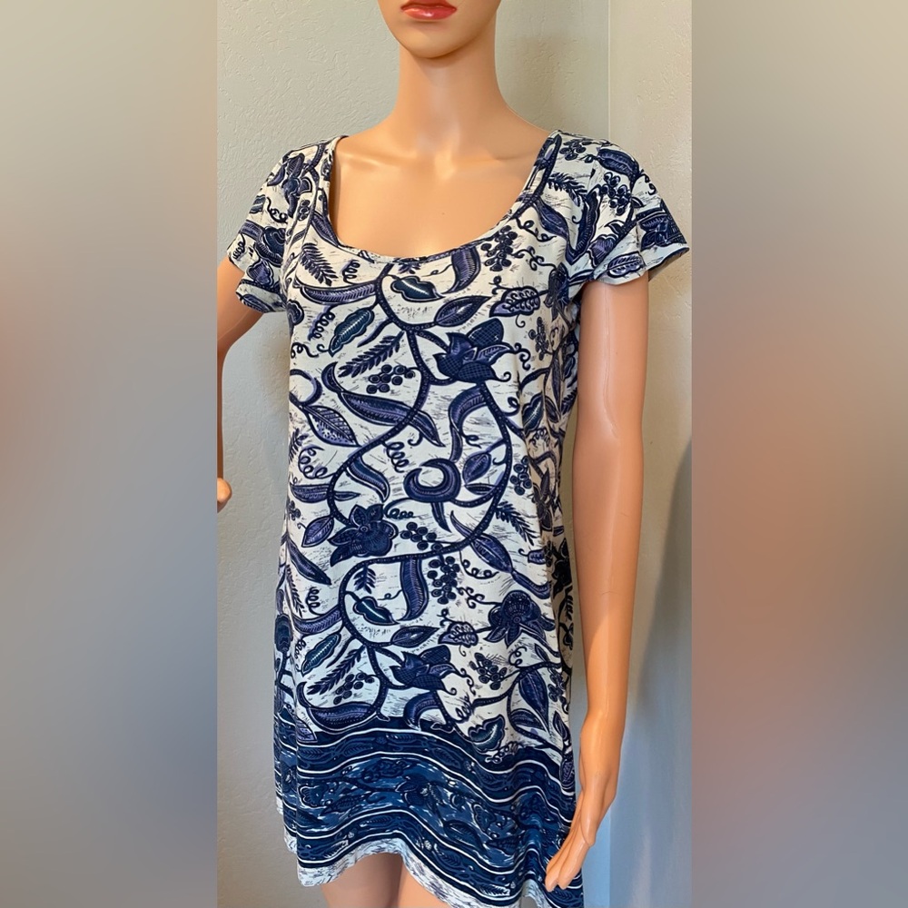 Lucky Brand Navy and Cream Floral Dress - Picture 1 of 7